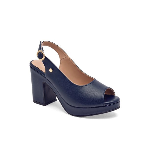 Sandalia con Tacón Exterior Sintético Color Marino Para Mujer De RBCOLLECTION