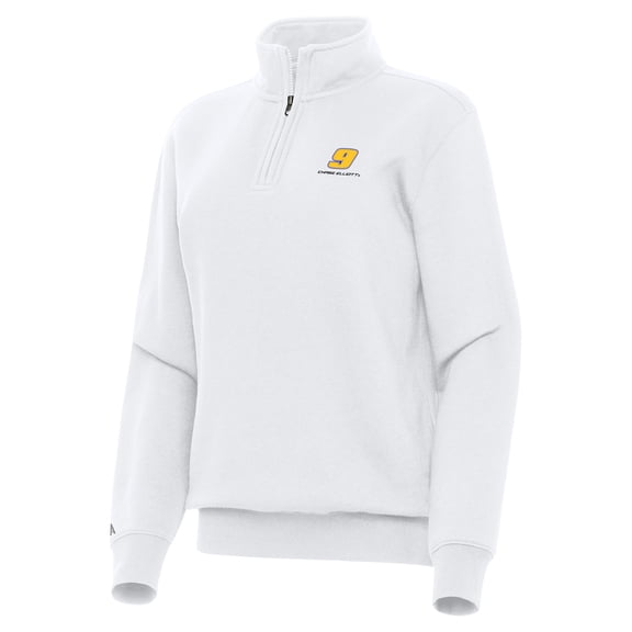 Women's-Antigua White Chase Elliott Victory Quarter-Zip Sweatshirt