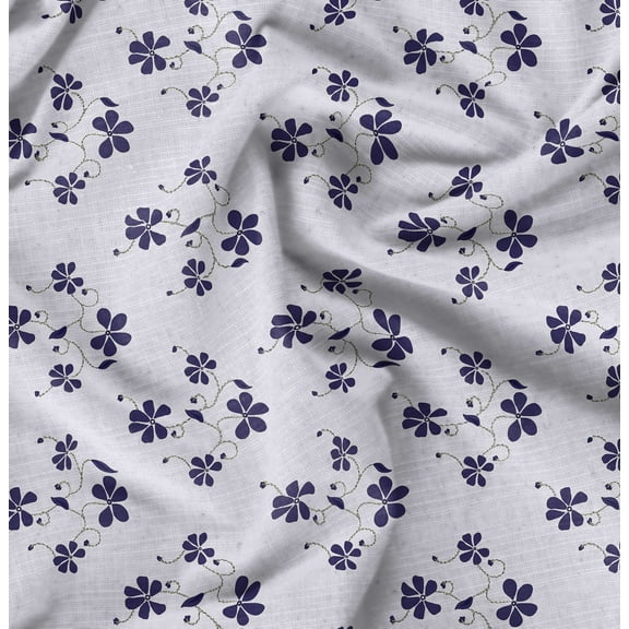 Soimoi Pure Silk Blue Fabric By the Yard - 42 Inch Wide - Florals Print Fabric - Elegant and Timeless Patterns for Fashion and Home Decor Printed Fabric