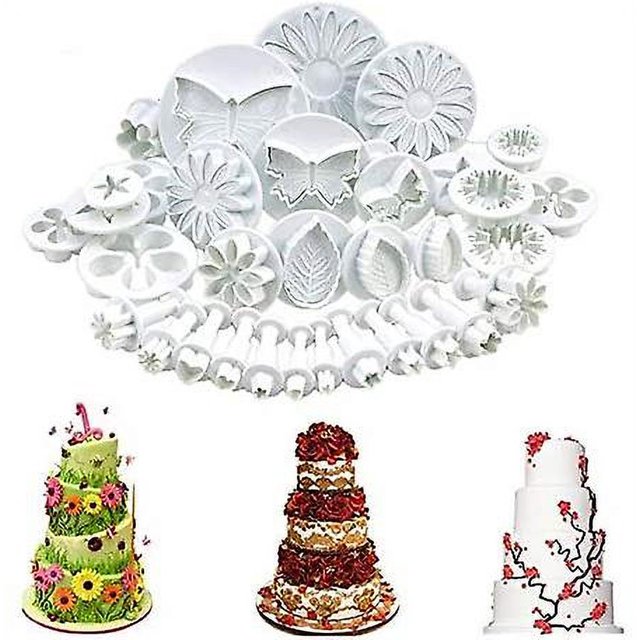 33 piezas Fondant pastel galleta émbolo cortador Sugarcraft flor hoja mariposa corazón forma decoración molde Diy herramientas