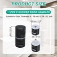 thumbnail image 2 of Glass Shower Door Handle, Aluminum Alloy Back-to-Back Shower Door Knob Black, 2 of 7