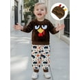 thumbnail image 6 of Qmyliery Baby Boy Thanksgiving Outfits Long Sleeve Turkey Sweatshirt + Pants + Hat Set Toddler Clothes, 6 of 9