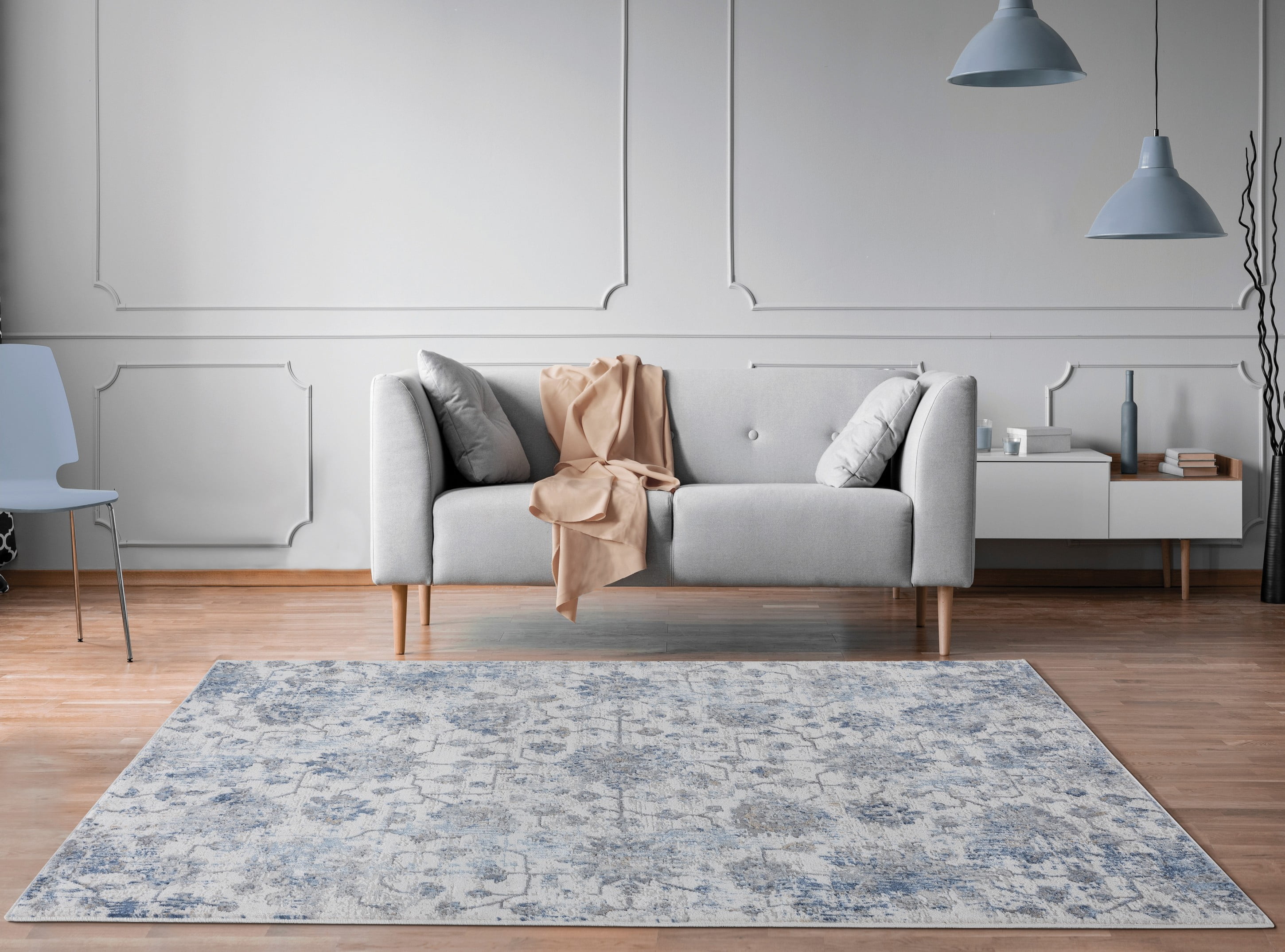 United Weavers Dawson Fireboard Transitional Trellis Runner Rug, Blue, 2'7" x 7'4"