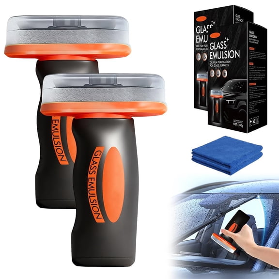 Q4 Glass Cleaner, 2026 New Glass Emulsion Oil Film Purification for Glasses Surfaces, Multi‑Surface Oil Film Cleaning Brush for Auto & Household Glass – Glass Cleaning Board(2Sets)