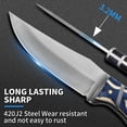 thumbnail image 3 of Plys Outdoor Hunting Knife for Men Full Tang High Carbon Stainless Steel Tactical Survival Knives with Wood Handle, Fixed Blade, Leather Sheath, 3 of 6