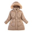 thumbnail image 4 of PINQI Kids Girls Lightweight Windproof Down Jackets Winter Warm Snap Buttons Zip up Hooded Puffer Coats Thick Warm Outwear, 4 of 4