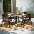 thumbnail image 4 of Flash Furniture Lila 4 Pack Medium Brown Rattan Indoor-Outdoor Restaurant Stack Chair, 4 of 16