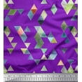 thumbnail image 1 of Soimoi Purple Poly Georgette Fabric Triangle Art Geometric Printed Craft Fabric by the Yard 52 Inch Wide, 1 of 3