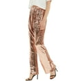 thumbnail image 3 of Feinuhan Women's Elastic Waist Sparkly Sequin 70's Disco Flare Wide Leg Pants (Small, Rose), 3 of 6