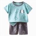 thumbnail image 4 of KPOPLK Toddler Boy Clothes Little Baby Boys Outfits 2PCS Summer Short Sleeve With Pants Clothing Set(2-3 Years,Blue), 4 of 4