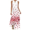 thumbnail image 2 of YuXingFu Cotton Maxi Dress Maxi V-Neck Plus Size Womens Dress Sleeveless Vacation Dresses for Women Beach Long Casual Summer Watermelon Red S, 2 of 8