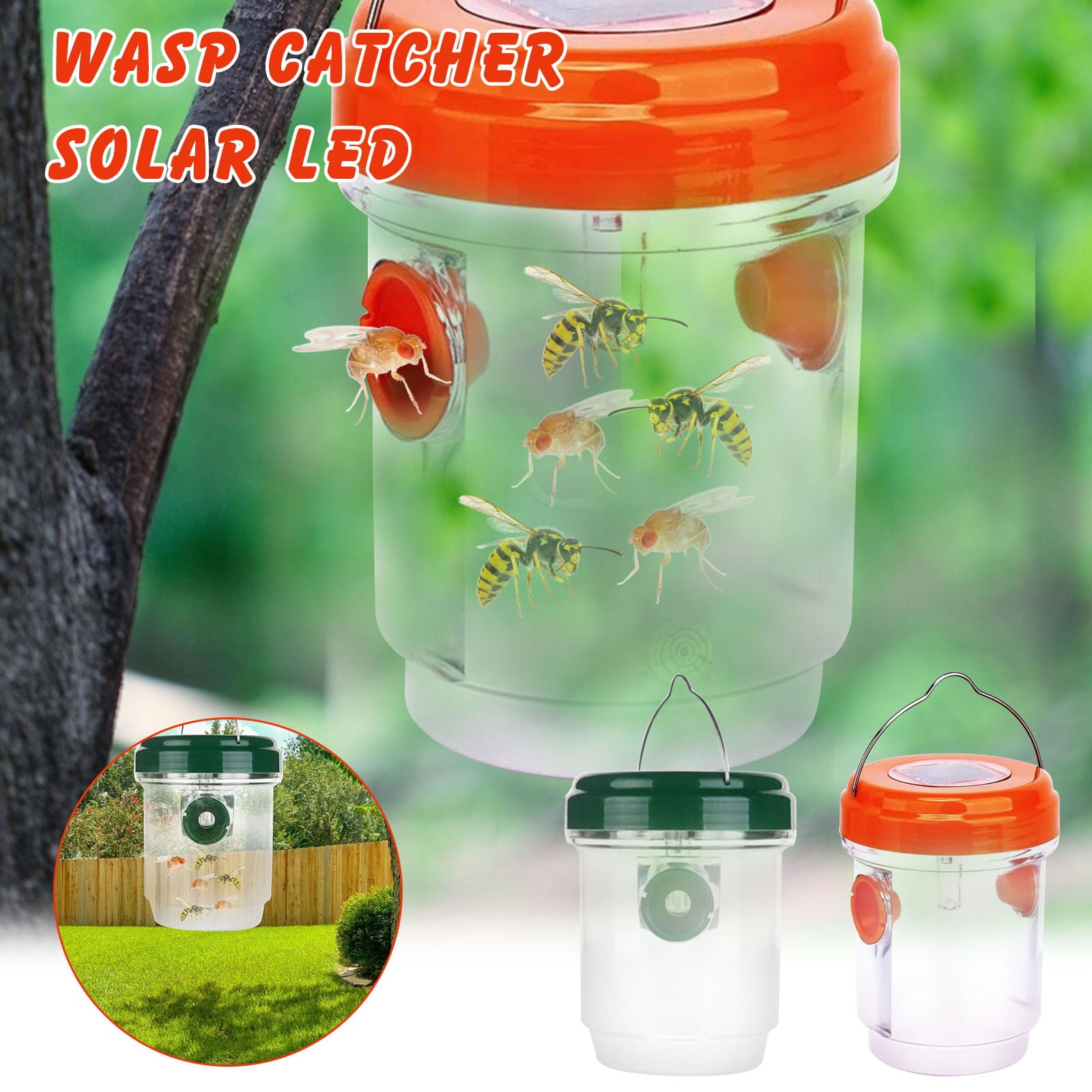 Tuphregyow Ultraviolet LED Wasp Trap - Outdoor Catcher with Killer Jackets to Deter Bees and Insects Outdoor Trap Wasp Trap Catcher K iller U ltraviolet LED Light Jackets,Bees multicolor