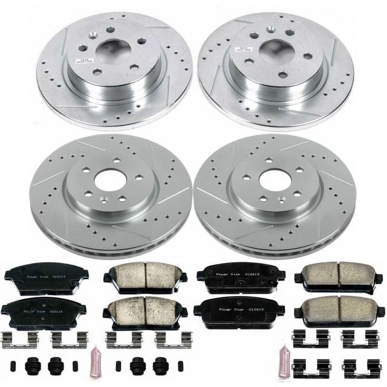 Power Stop Front and Rear Ceramic Brake Pad and Drilled and Slotted Rotor Kit K6995