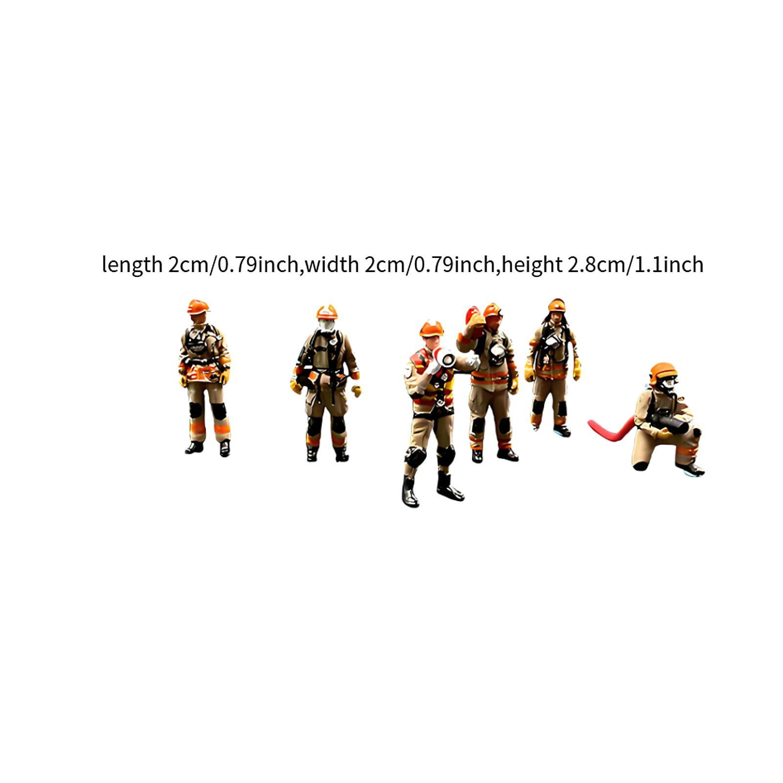 LeeQinersw Miniature 1:64 Firefighter Figures Realistic for Photography Props DIY Scene Style C
