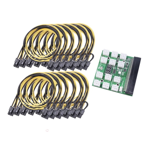 Tablero de ruptura de 12 y cables de 6 pines a pines, adaptadores de tablero de ruptura de fuente de alimentación del servidor para Tablero + Cable de 50cm CUTICAT Tablero de ruptura de energía