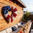thumbnail image 5 of 4th of July Heart Shaped Tinsel Wreath, 11 Inch American Flag Patriotic Wreath for Front Door, Red White Blue Flag Themed Wall Hanging Ornament, Festive Independence Day Decoration for Event, 5 of 7