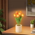 thumbnail image 7 of FENGGHAO Mothers Day Tulip Night Light 6 Heads Yellow Artificial Flower LED Lamp with Vase Dimmable Rechargeable Table Centerpiece Home Decor, 7 of 7