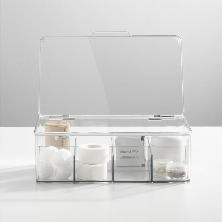 mDesign Plastic Bathroom Medicine Cabinet Organizer with Handles - Divided  Vanity Storage Holder/Container for Cotton Swabs, Makeup, Bathroom