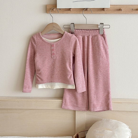 Cowsor Girls Fall Outfit Two-Piece Set, Soft Knit Top with Stretchy Pants, Autumn Fashion Clothes for Toddler Girls