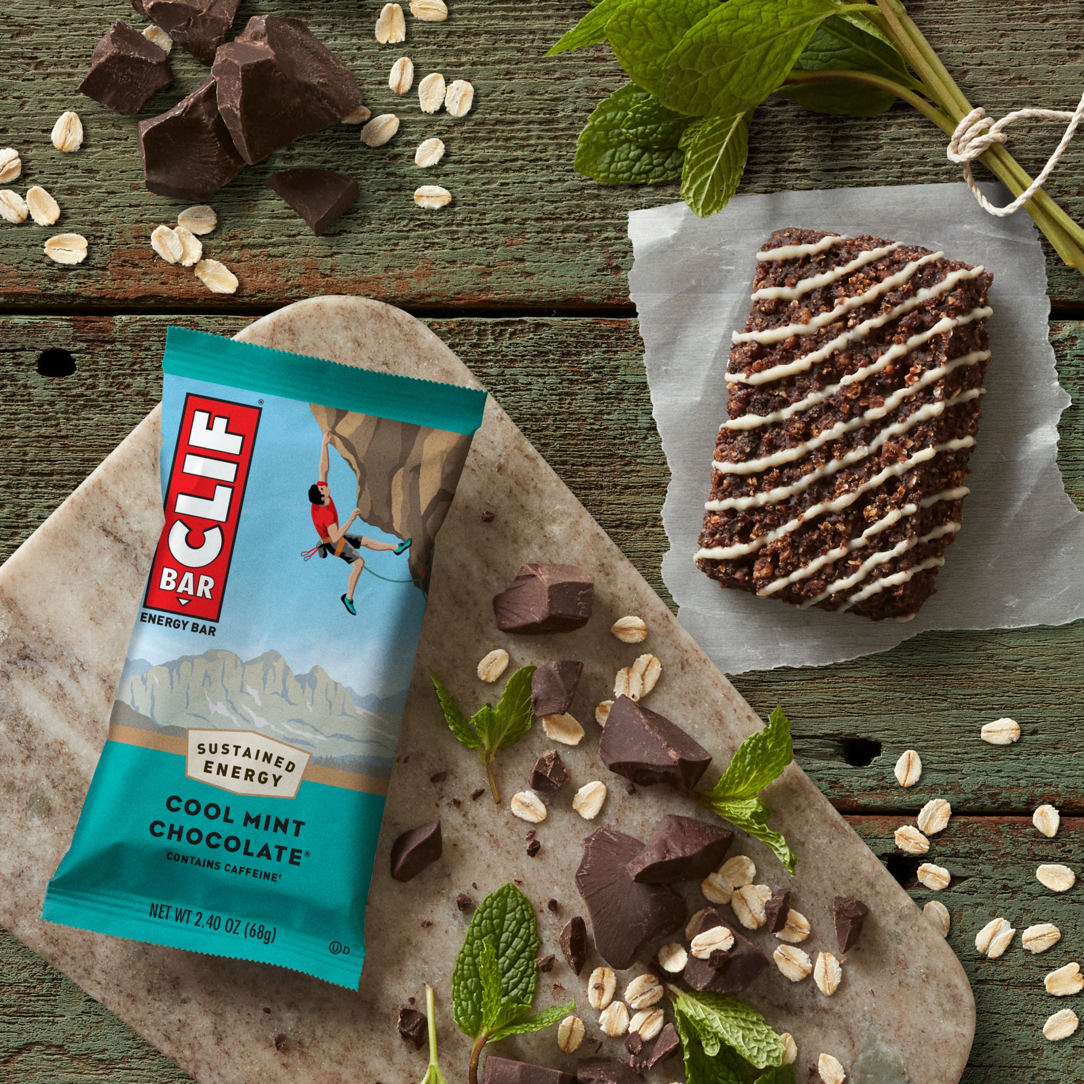 (4 pack) CLIF BAR Energy Protein Bars, Cool Mint Chocolate with Caffeine, 10ct