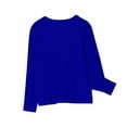 thumbnail image 7 of Girl Long Sleeve Tops Solid Color Crewneck Cotton T-shirts Casual Cozy Base Sweatshirt Lightweight Pullover, 3 Years Blue, 7 of 7
