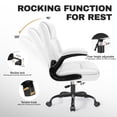 thumbnail image 6 of COOLHUT Office Chair, Executive Leather Chair Home Office Desk Chairs, Computer Chair with Adjustable Flip-up Padded Arms, Lumbar Support Swivel Desk Chair with Adjustable Hight and Tilt, White, 6 of 12