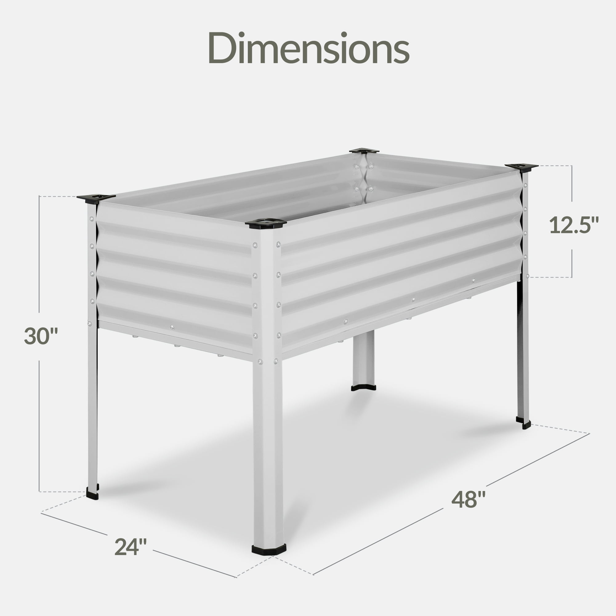 Best Choice Products 48x24x30in Elevated Galvanized Metal Garden Bed w/ Corner Protectors - Silver