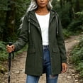 thumbnail image 5 of justHIGH Lined Light Rain Jacket Women Packable Long Raincoat with Hood Drawstring Waisted Waterproof Windbreaker Lightweight Outdoor Trench Coat Army Green,XL, 5 of 7