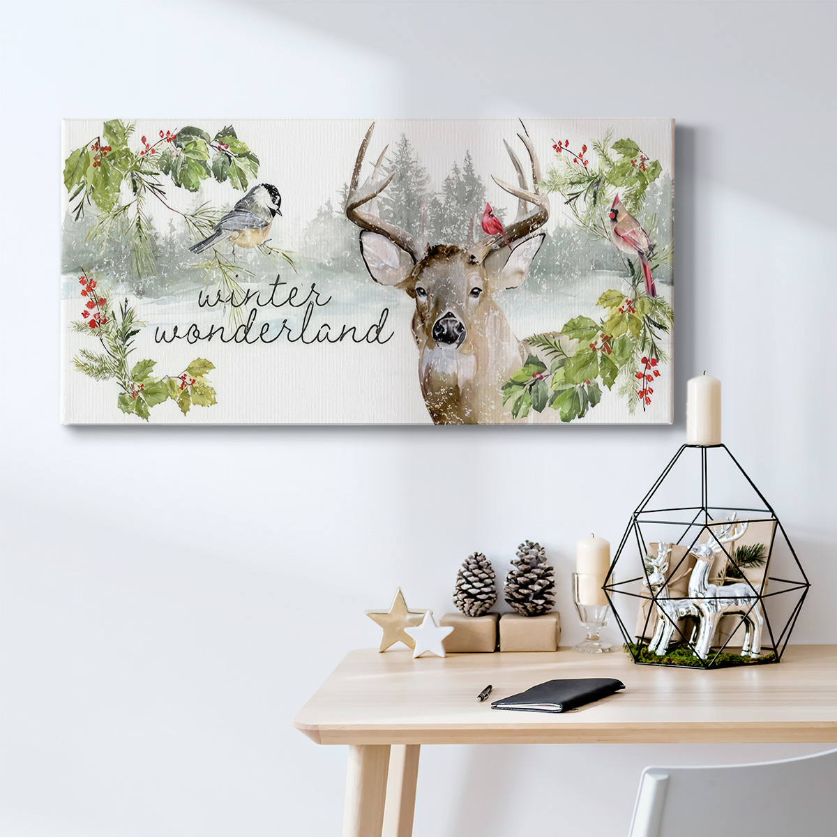 Holiday Deer Collection D- Gallery Wrapped Canvas