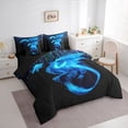 thumbnail image 2 of Erosebridal Kids Blue Dragon Twin Bedding Sets 7-Piece, Pixelate Miner Bedding Comforter Set, Black Reversible, 2 of 7
