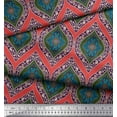 thumbnail image 3 of Soimoi Orange Modal Satin Fabric Seamless Damask Decor Fabric Printed Yard 42 Inch Wide, 3 of 3