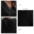 thumbnail image 4 of Blusa elegante con capucha, escote en V, mangas largas acanaladas, ropa informal elegante para mujer, color negro, talla M, 4 of 5