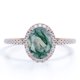 thumbnail image 1 of JeenMata Anillo de Compromiso de 1,50 Quilates con Halo Pavé de Moissanita y Ágata Verde Musgo Dendrítica Blanca Lechosa Natural Ovalada de 4 Puntas en Baño de Oro Rosa de 18 K sobre Plata, 1 of 6