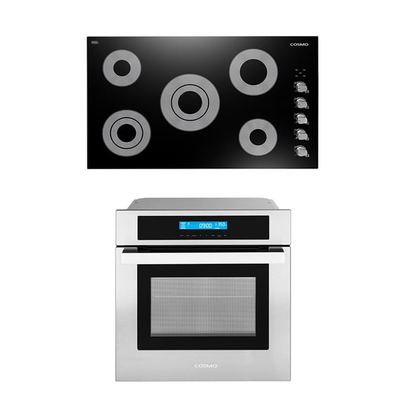 Cosmo 2 Piece Kitchen Appliance Packages with 36" Electric Cooktop & 24" Electric Wall Oven Kitchen Appliance Bundles