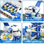 Transport Plane Adventure Car Toys for Toddler Age 2-6 with 8 City Cars - Kids Airplane Toys Race Track Car Toys for 3 4 5 6 7 Boys , Garage Parking Lot Playmat, Birthday Gift for Girls