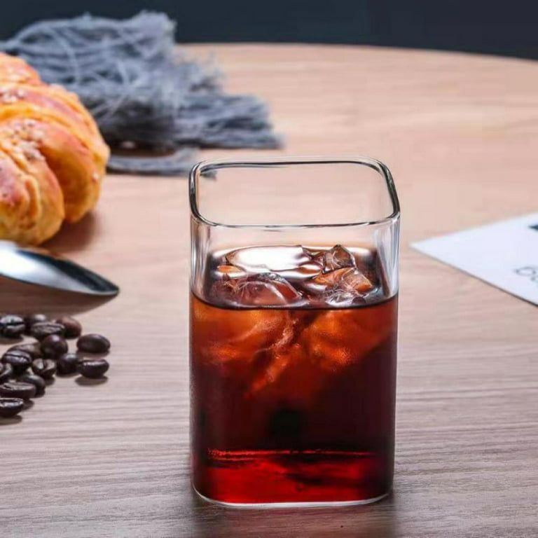 Beverage Glasses Glass Drinkware Thin Square Drinking Glasses Transparent  Drinkware Cold Drink Cola Juice Coffee Milk Cup Restaurant Kitchen Supplies