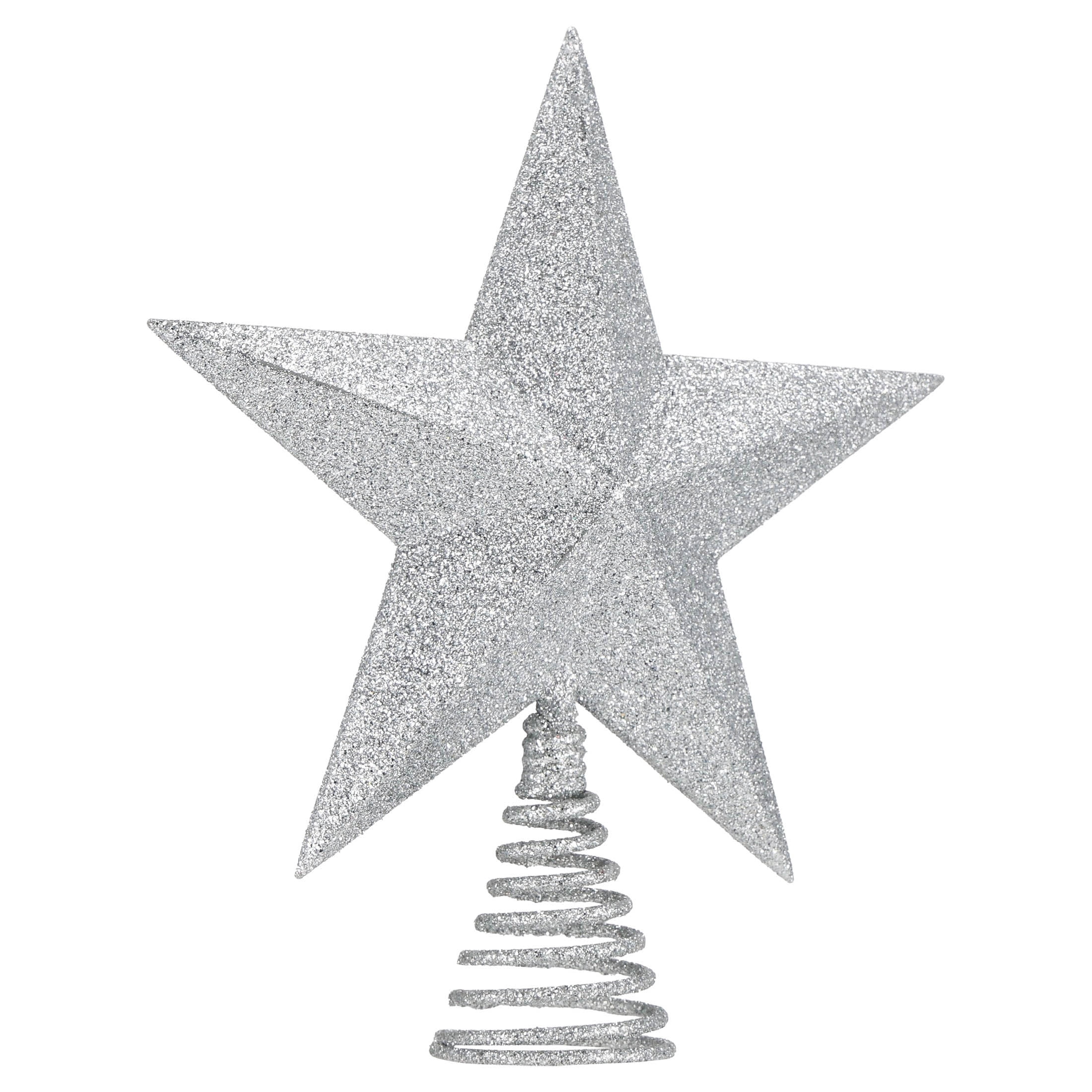 Glitter Star Christmas Tree Topper, Silver, 10", by Holiday Time