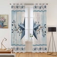 thumbnail image 2 of Texas Star Blue Kitchen Curtains Window Panels, Farmhouse Country Branches Wooden Grain Insulated Window Treatment Curtain, Grommet Curtains for Bedroom/Living Room/Bathroom, 2 Piece 42"Wx84"L, 2 of 8