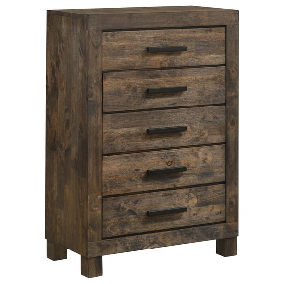 Coaster Woodmont 5-Drawer Bedroom Chest, Rustic Golden Brown