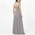 thumbnail image 6 of Qiopertar Women's Formal Evening Dress Elegant Lace V-Neck Long Sleeveless Maxi Dress with Slit Cocktail Party Wedding Guest Gown, Gray M, 6 of 6