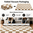thumbnail image 6 of ZRSDIXK 5'x8' Rugs for Living Room, Fluffy Soft Rugs Carpets for Living Room Bedroom High-Plie Washable Checkered Rugs, Beige & White, 6 of 12