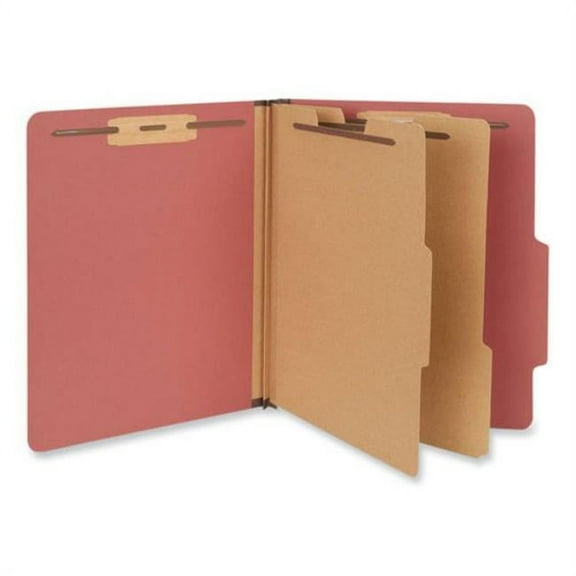 Universal UNV10408 2 Dividers 6 Fasteners Heavy-Duty Pressboard Cover Letter Size Six-Section Classification Folders - Brick Red (20/Box)