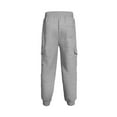 thumbnail image 3 of Ceisia Men Solid Color Fleece Multi Pocket Work Pants Loose Drawstring Gift Elastic Cuff Trousers, 3 of 9