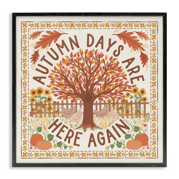 Stupell Industries Autumn Days Here Again Landscape Painting Black Framed Art Print Wall Art, 12 x 12