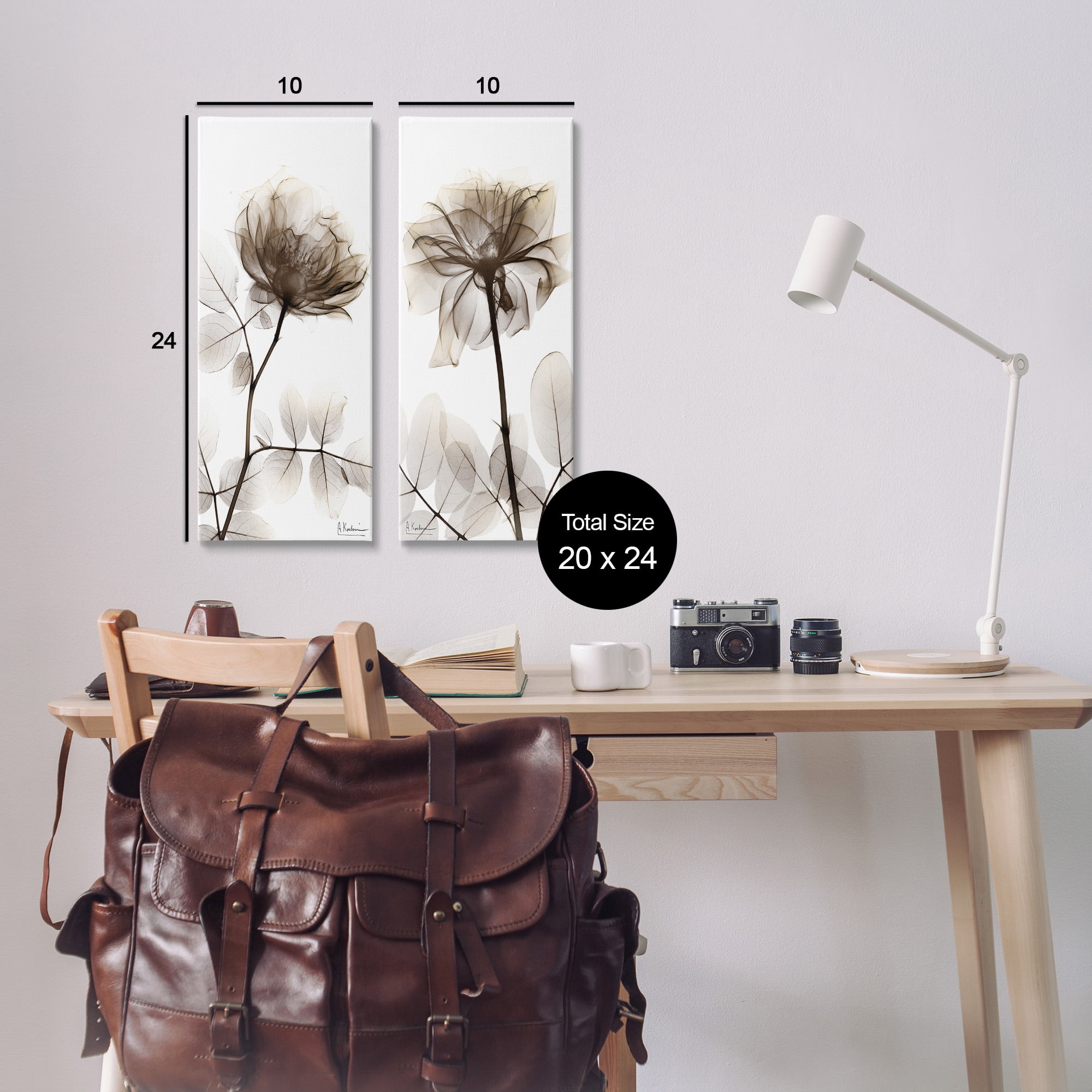 Stupell Industries Natural Modern Blooms Botanical & Floral Photography Gallery Wrapped Canvas Art Print Wall Art, 10 x 24, Set of 2