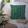 thumbnail image 3 of Letter J Football Aqua, Orange and Marine Blue Fabric Decorative Pillow, 3 of 4