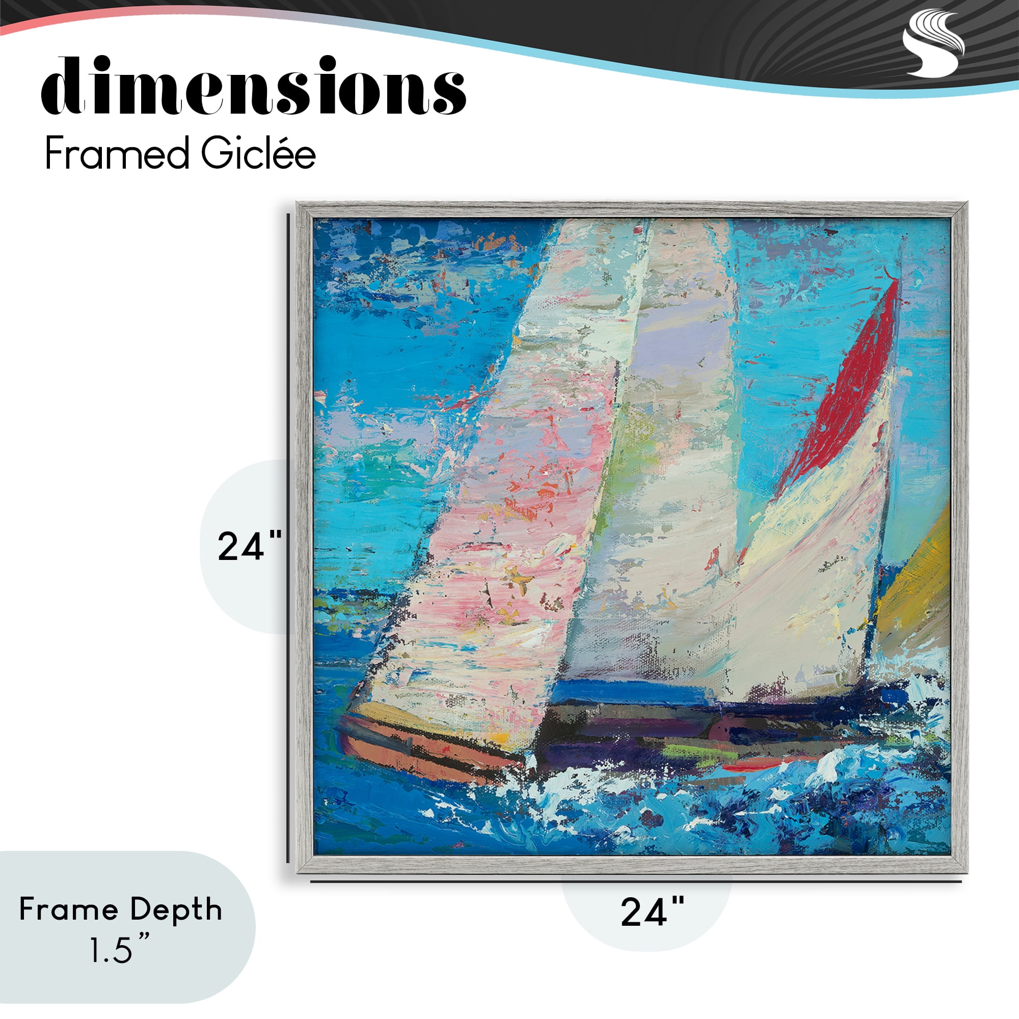 Stupell Industries Expressive Sailboats on Waves Gray Framed Giclee Art, design by Beth A. Forst