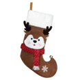 thumbnail image 3 of Desaam Reindeer Christmas Stocking, Red Scarf, Plush Cuff, Mantel Decor, Single, 11.8 Inch, 3 of 8