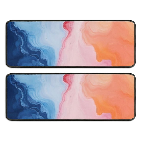 Kitchen Rugs Sets Of 2,Blue Pink Orange Marble Anti Fatigue Kitchen Mat Rugs Non Slip Washable,Decorative Kitchen Floor Mats for Kitchen,Sink,Laundry,17"x47" 17"x47"