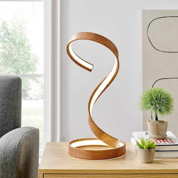 Hamburg Light Wood Table Lamp // LED Strip  Dimmable Switch